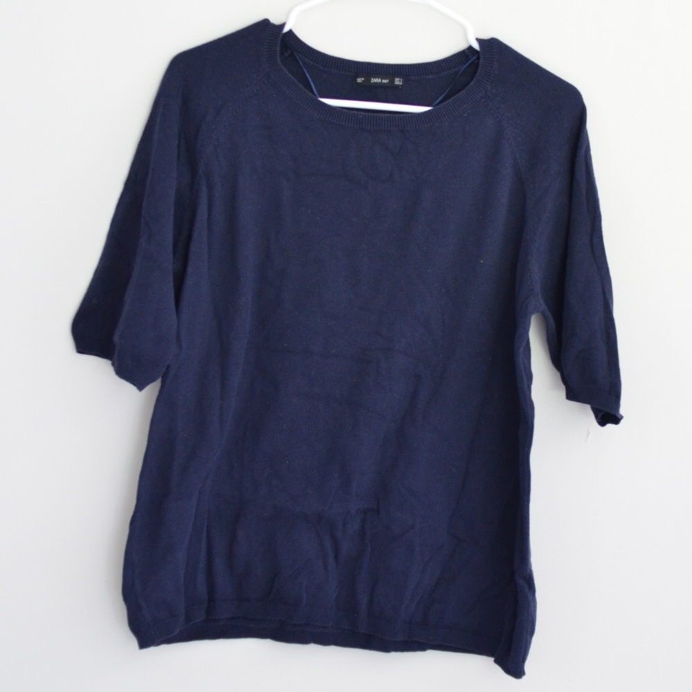 ZARA navy knit top